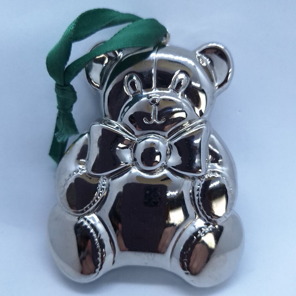 Vintage 1989 Gloria Duchin Metal Christmas Ornament Teddy Bear Made In USA